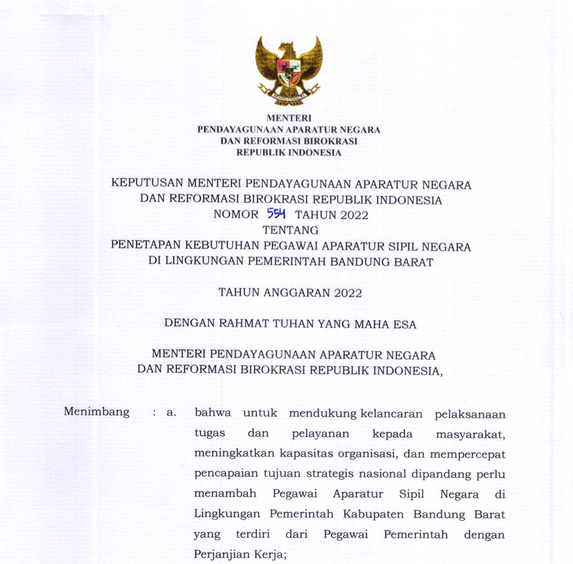 Formasi Resmi PPPK 2022 Kabupaten Bandung Barat